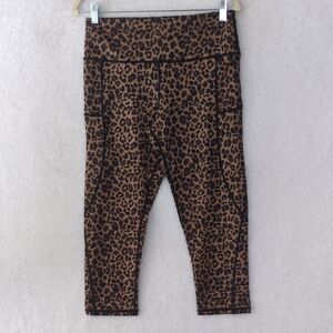 OUGES Womens Leopard‎ Print Capri Athletic Leggings Size L